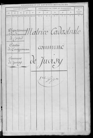 JUVISY-SUR-ORGE. - Matrice de rôle pour la contribution cadastrale [cadastre rénové en 1969]. 