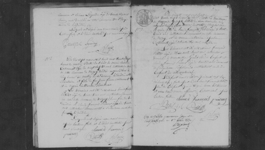 NOZAY. Naissances, Mariages, Décès : registre d'état civil (1830-1872). 