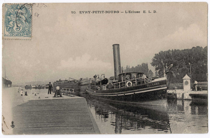 EVRY. - L'écluse. Photo Editeur LdG, 1906, 1 timbre à 5 centimes. 