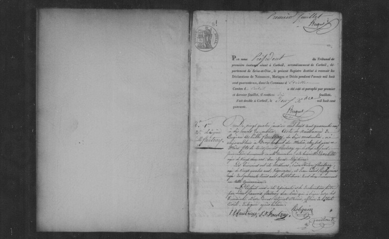 ETIOLLES. Naissances, mariages, décès : registre d'état civil (1841-1858). 