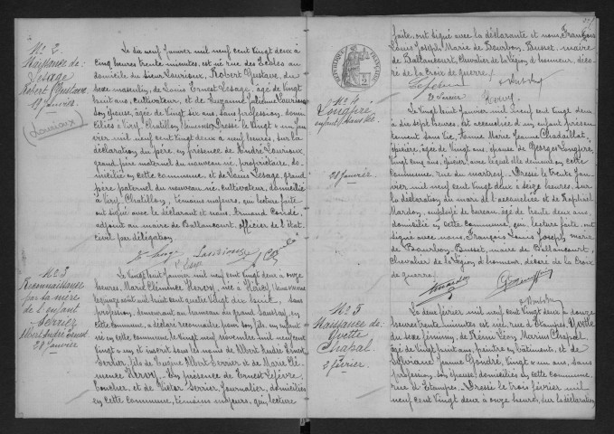 BALLANCOURT-SUR-ESSONNE.- Naissances, mariages, décès : registre d'état civil (1922). 