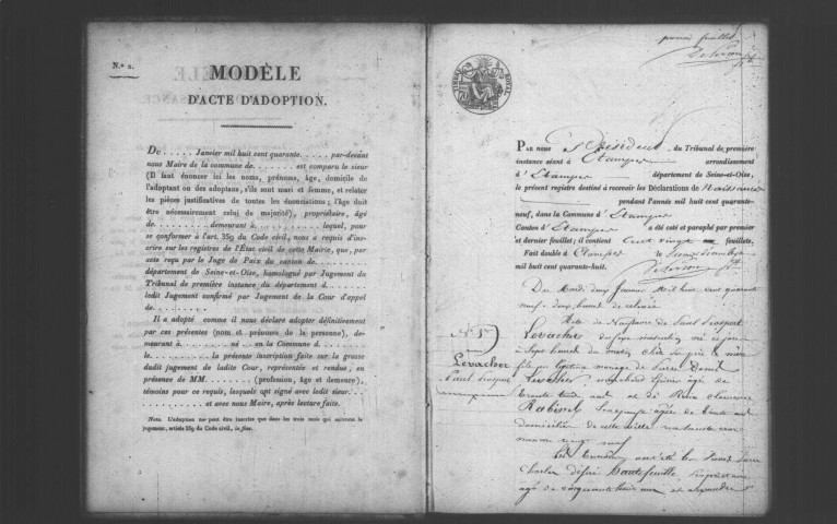 ETAMPES. Naissances : registre d'état civil (1849). 