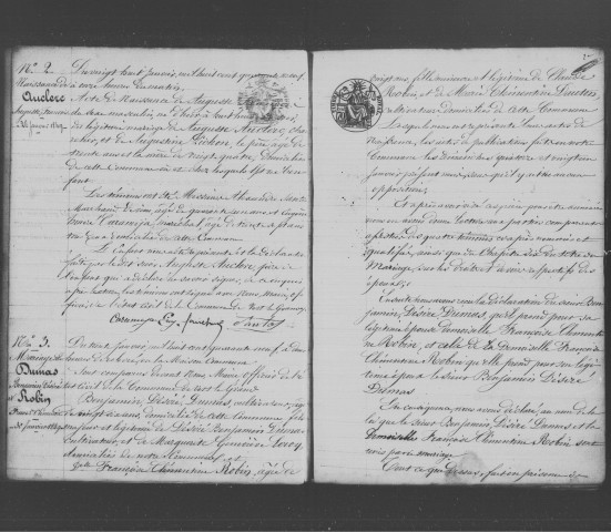 VERT-LE-GRAND. Naissances, mariages, décès : registre d'état civil (1849-1860). 