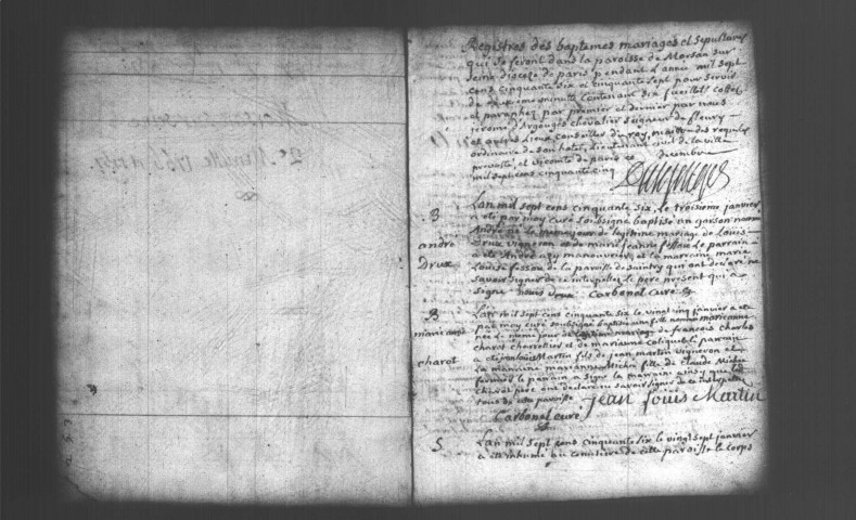 MORSANG-SUR-SEINE. Paroisse Saint-Germain : Baptêmes, mariages, sépultures : registre paroissial (1756-1769). 