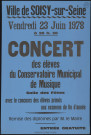 SOISY-SUR-SEINE.- Concert des élèves du Conservatoire municipal de musique, avec le concours des élèves primés aux examens de fin d'année, Salle des fêtes, 23 juin 1978. 