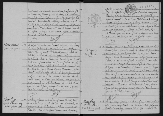 PALAISEAU. - Décès : registre d'état civil.