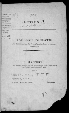 MASSY. - Tableau indicatif [cadastre rénové en 1955]. 