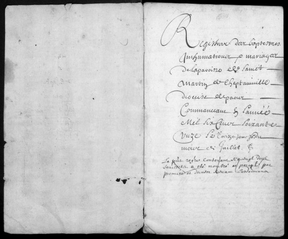 CHEPTAINVILLE. - Registre paroissial. - Baptêmes, mariages et sépultures [1671- janvier 1692]. 