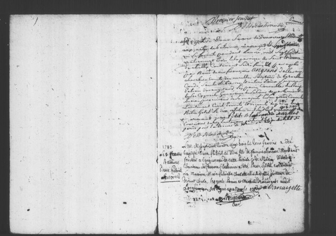 CHILLY-MAZARIN. Paroisse Saint-Etienne : Baptêmes, mariages, sépultures : registre paroissial (1771-1783). 