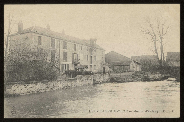 LEUVILLE-SUR-ORGE. - Moulin d'Aulnay, vue générale. Collection Paul Allorge, timbre à 10 centimes. 