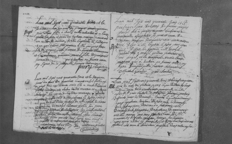 SAINTE-GENEVIEVE-DES-BOIS. Paroisse Sainte-Geneviève : Baptêmes, mariages, sépultures : registre paroissial (1743-1758). 