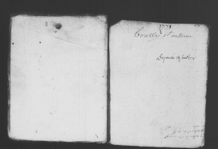 BOUSSY-SAINT-ANTOINE. Paroisse Saint-Pierre : Baptêmes, mariages, sépultures : registre paroissial (1692-1778). Lacunes : B.M.S. (1698-1699, 1703, 1707-1727, 1731, 1734-1736, 1766). 
