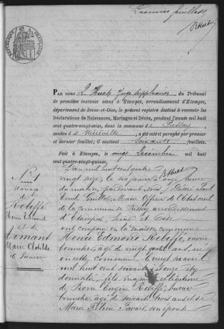 PUSSAY.- Naissances, mariages, décès : registre d'état civil (1896-1899). 