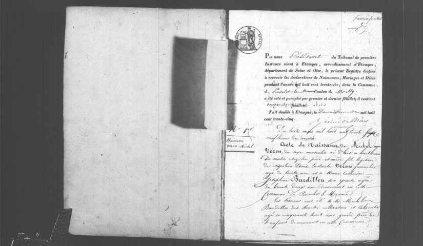 PUISELET-LE-MARAIS. Naissances, mariages, décès : registre d'état civil (1836-1860). 