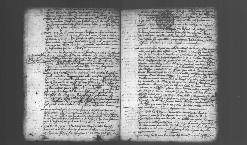 MONTLHERY. Paroisse Sainte-Trinité : Baptêmes, mariages, sépultures : registre paroissial (1707-1728). 