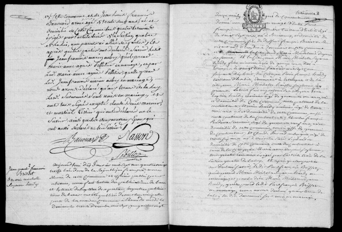 ETAMPES. Mariages : registre d'état civil (1793). 
