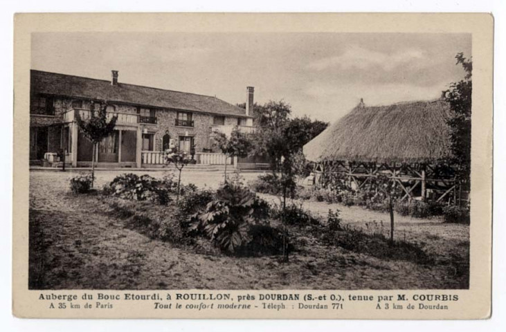 DOURDAN. - Rouillon - Auberge du Bouc Etourdi à Rouillon, tenue par M. Courbis. 1939. 