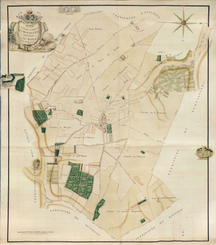 Titres féodaux et de familles. - François-Etienne-Michel de LABIGNE : Plan de la terre et seigneurie de LA MONTAGNE, appartenant à M. PEPIN, levé par DU BRAY, géomètre.