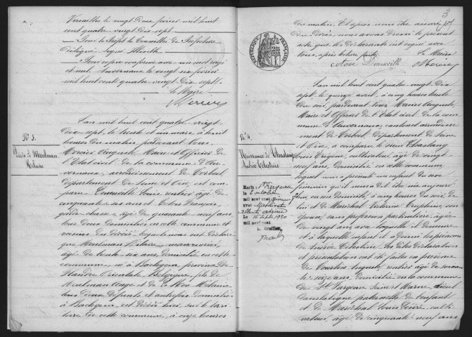 AUVERNAUX.- Naissances, mariages, décès : registre d'état civil (1897-1904). 