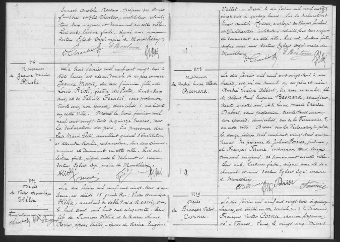 MONTLHERY. - Naissances, mariages, décès : registre d'état civil.