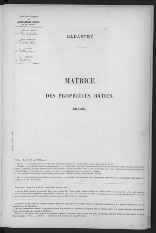 SACLAY. - Matrice des propriétés bâties [cadastre rénové en 1934]. 