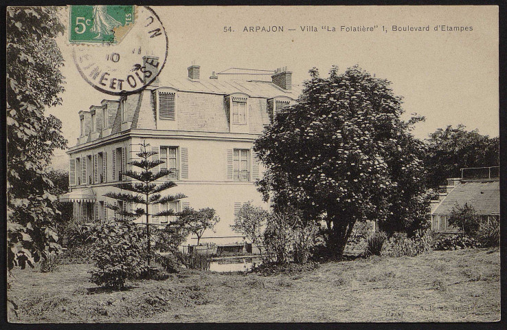 Arpajon.- Villa "La Folatière", 1, boulevard d'Etampes (maison bourgeoise) (1910). 
