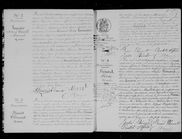 ECHARCON. Naissances, mariages, décès : registre d'état civil (1883-1896). 