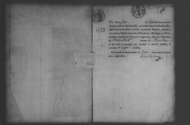 MEROBERT. Naissances, mariages, décès : registre d'état civil (1823-1836). 