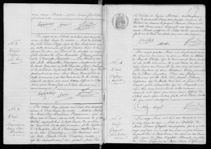 VERT-LE-PETIT. Naissances, mariages, décès : registre d'état civil (1861-1872). 