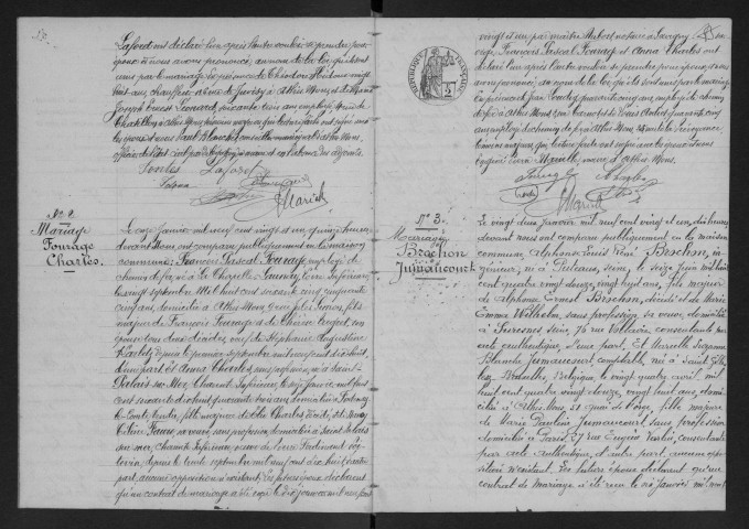 ATHIS-MONS.- Mariages : registre d'état civil (1921). 