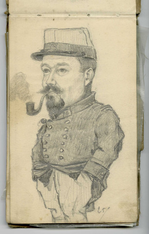 Lucien DUCLAIR, soldat. - Carnet de croquis de militaires et de paysages noir et blanc (1915-1916). Dim : 22 x 14 cm. 