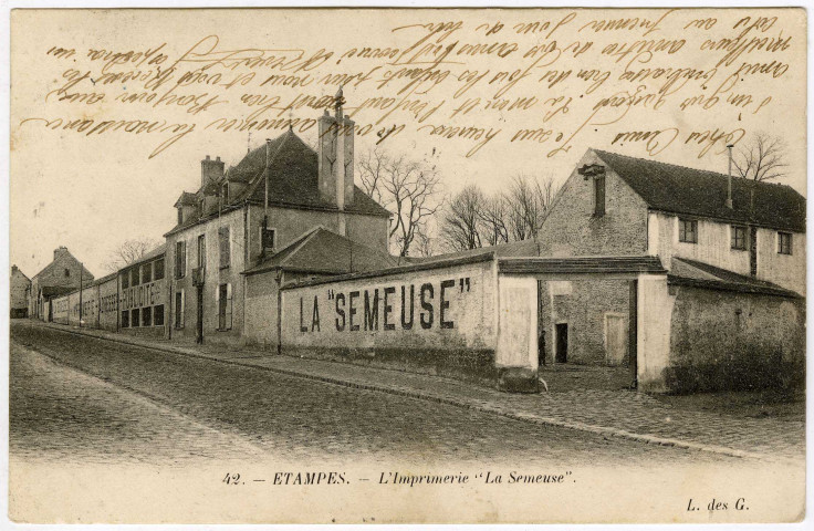 ETAMPES. - L'imprimerie La Semeuse [Editeur L. des G., 1906, timbre à 10 centimes]. 