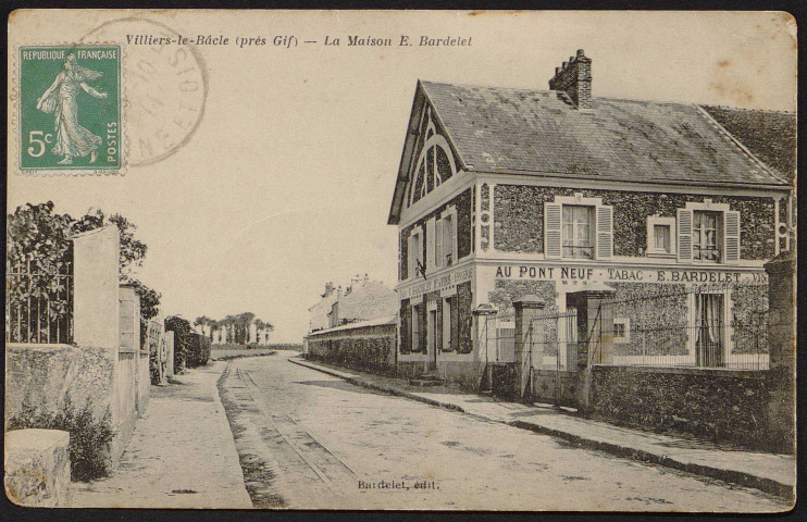 VILLIERS-LE-BACLE.- La maison E. Bardelet (tabac-épicerie) (octobre 1911).
