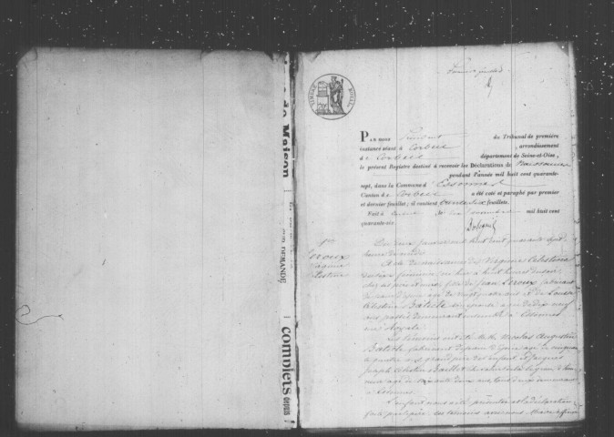 ESSONNES. Naissances : registre d'état civil (1847-1854). 