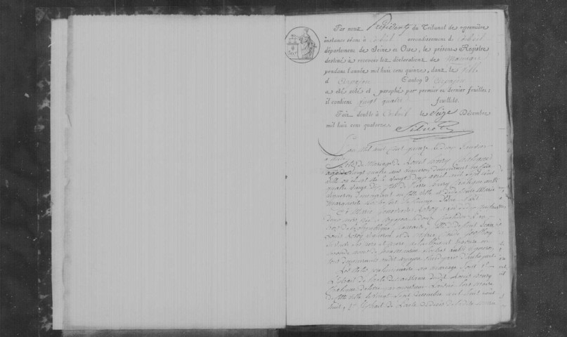 ARPAJON. Mariages : registre d'état civil (1815-1824). 