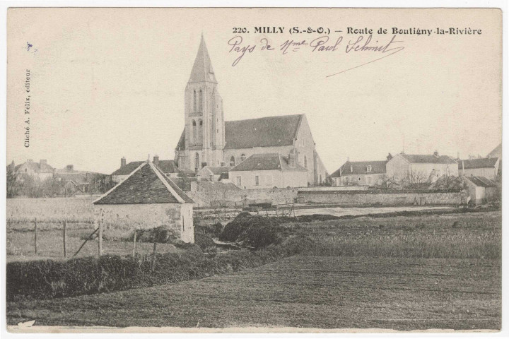 MILLY-LA-FORET. - Vue générale, sur la route de Boutigny-la-Rivière [Editeur Félix]. 