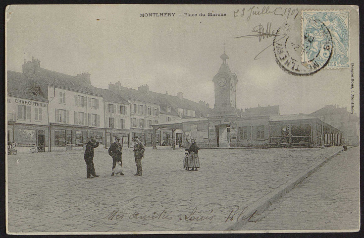 Montlhéry.- Place du marché (23 juillet 1907). 