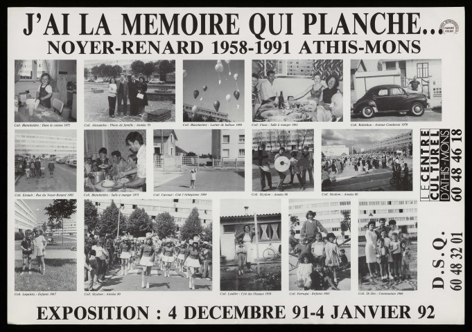 ATHIS-MONS.- Exposition : J'ai la mémoire qui planche... Noyer-Renard. 1958-1991. Athis-Mons, Centre culturel d'Athis-Mons, 4 décembre 1991-4 janvier 1992. 