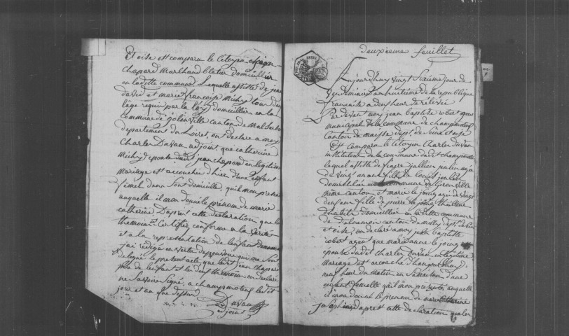 CHAMPMOTTEUX. Naissances, mariages, décès : registre d'état civil (an VIII-1817). [mariages (an VIII), voir 4E1873]. 