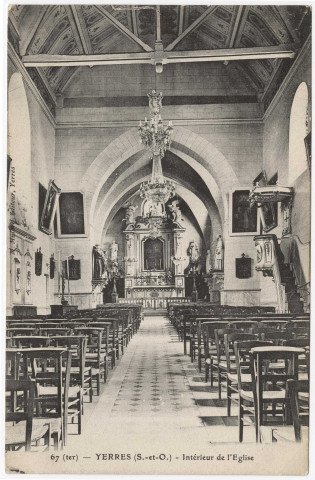 YERRES. - Intérieur de l'église [Editeur Mulard, 1914]. 