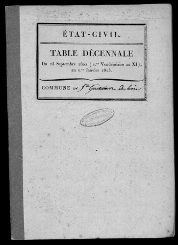 SAINTE-GENEVIEVE-DES-BOIS. Tables décennales (1802-1902). 