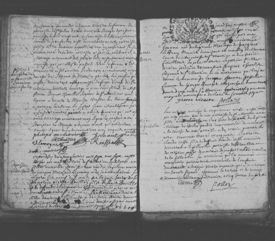 SAINT-MAURICE-MONTCOURONNE, paroisse Saint-Maurice. - Registres paroissiaux : baptêmes, mariages, sépultures [1707-1740, 1740-1770] [documents originaux conservés aux Archives municipales de Saint-Maurice-Montcouronne]. 