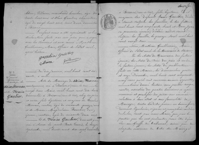 BIEVRES. Naissances, mariages, décès : registre d'état civil (1860-1865). 