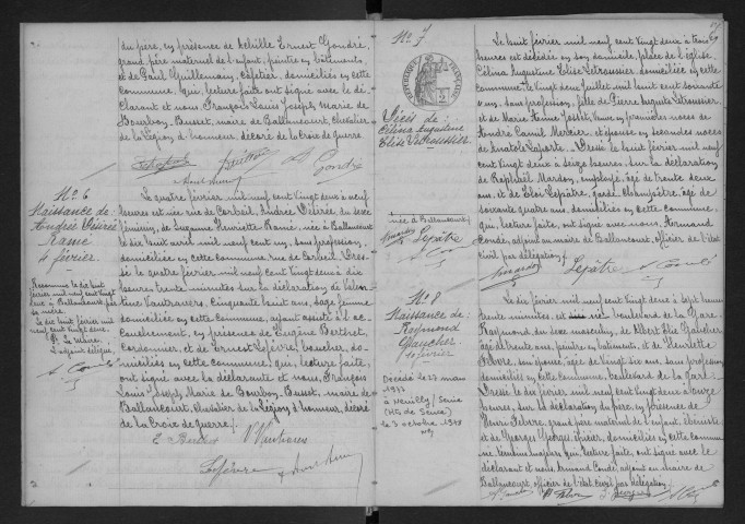 BALLANCOURT-SUR-ESSONNE.- Naissances, mariages, décès : registre d'état civil (1922). 