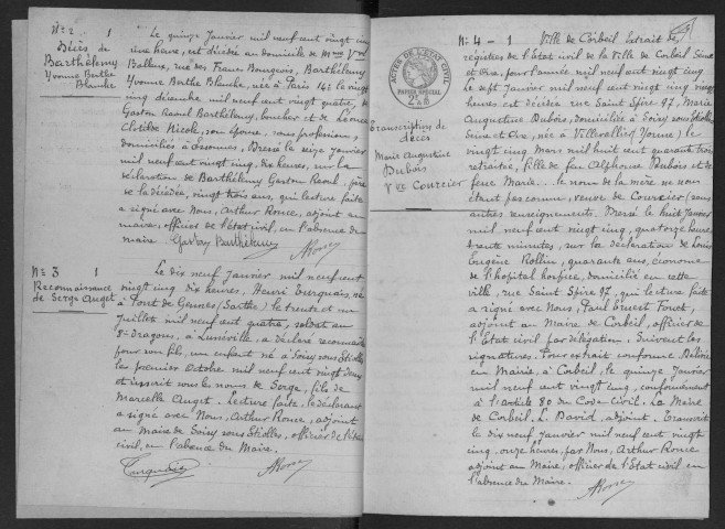 SOISY-SUR-SEINE (anciennement SOISY-SOUS-ETIOLLES). - Naissances, mariages, décès : registre d'état civil.