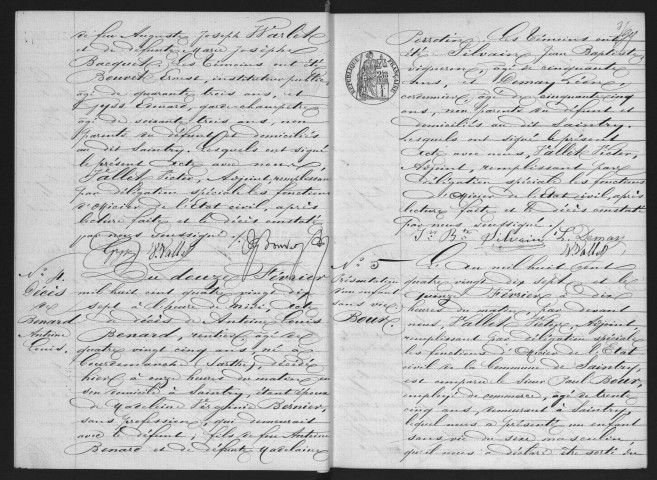 SAINTRY-SUR-SEINE.- Naissances, mariages, décès : registre d'état civil (1897-1904). 