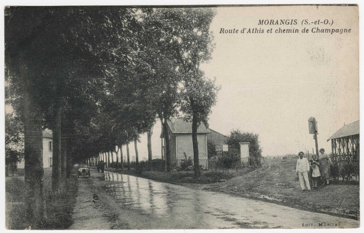 MORANGIS . - Route d'Athis et chemin de Champagne. Editeur Morizet. 1 timbre à 50 centimes. 