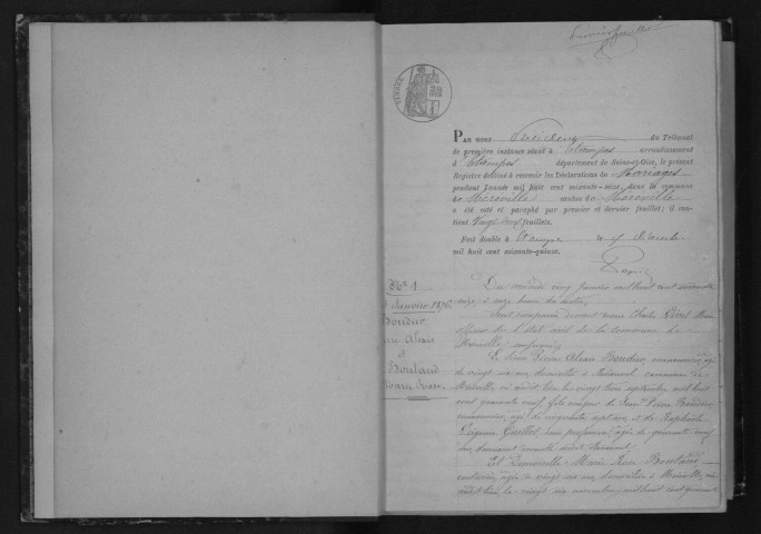 MEREVILLE . Mariages : registre d'état civil (1876-1890). 