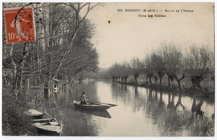 BRUNOY. - Bords de l'Yerres dans les Vallées, Mulard, 1912, 17 lignes, 10 c, ad. 