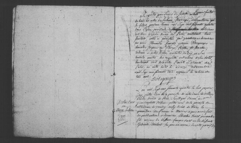 VILLIERS-LE-BACLE. Paroisse Notre-Dame : Baptêmes, mariages, sépultures : registre paroissial (1764-1778). 